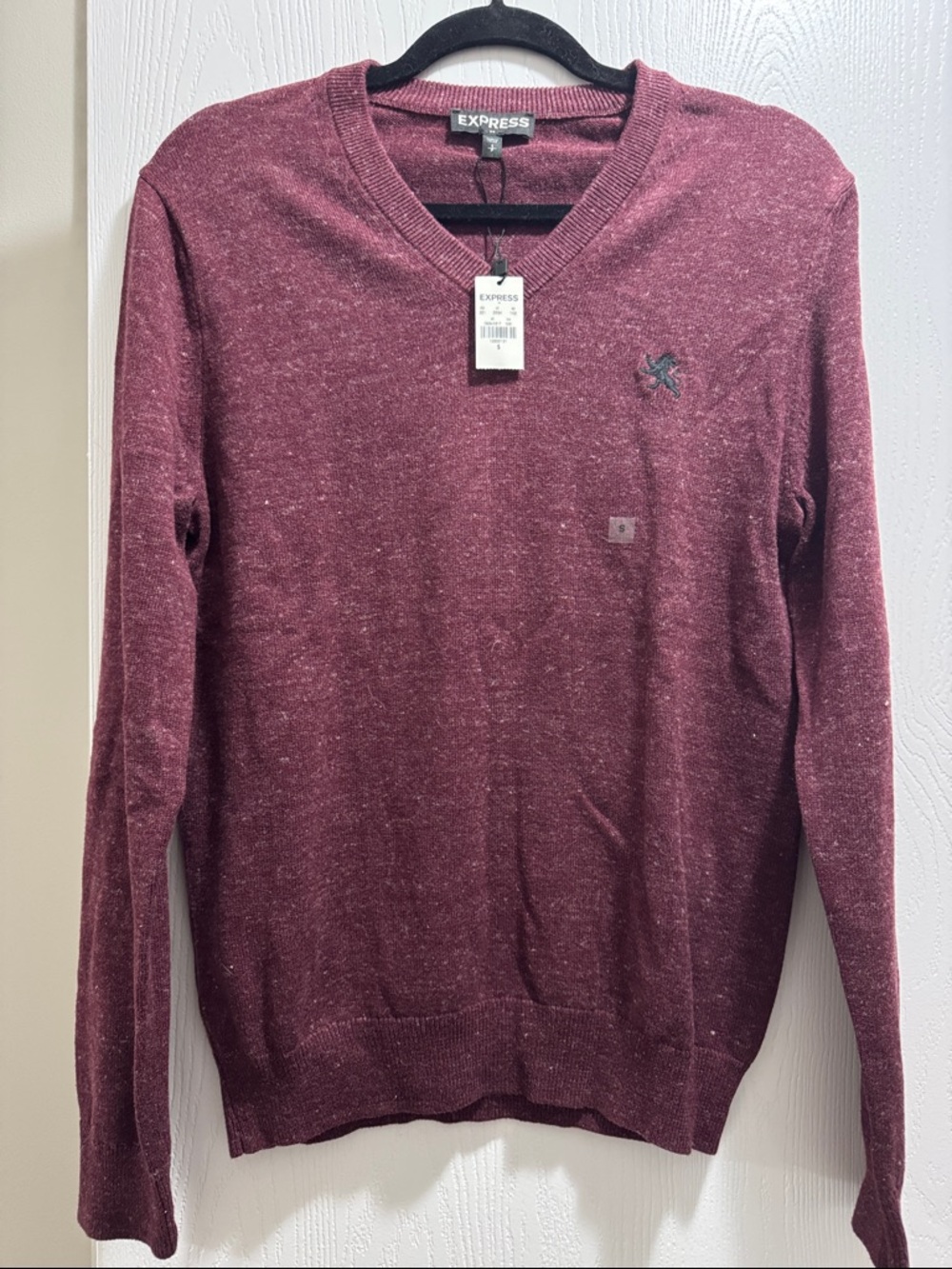 Express Men’s Burgundy V-Neck Sweater
